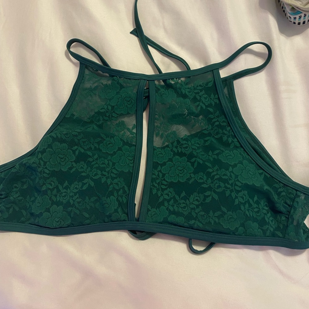 Green lace bikini